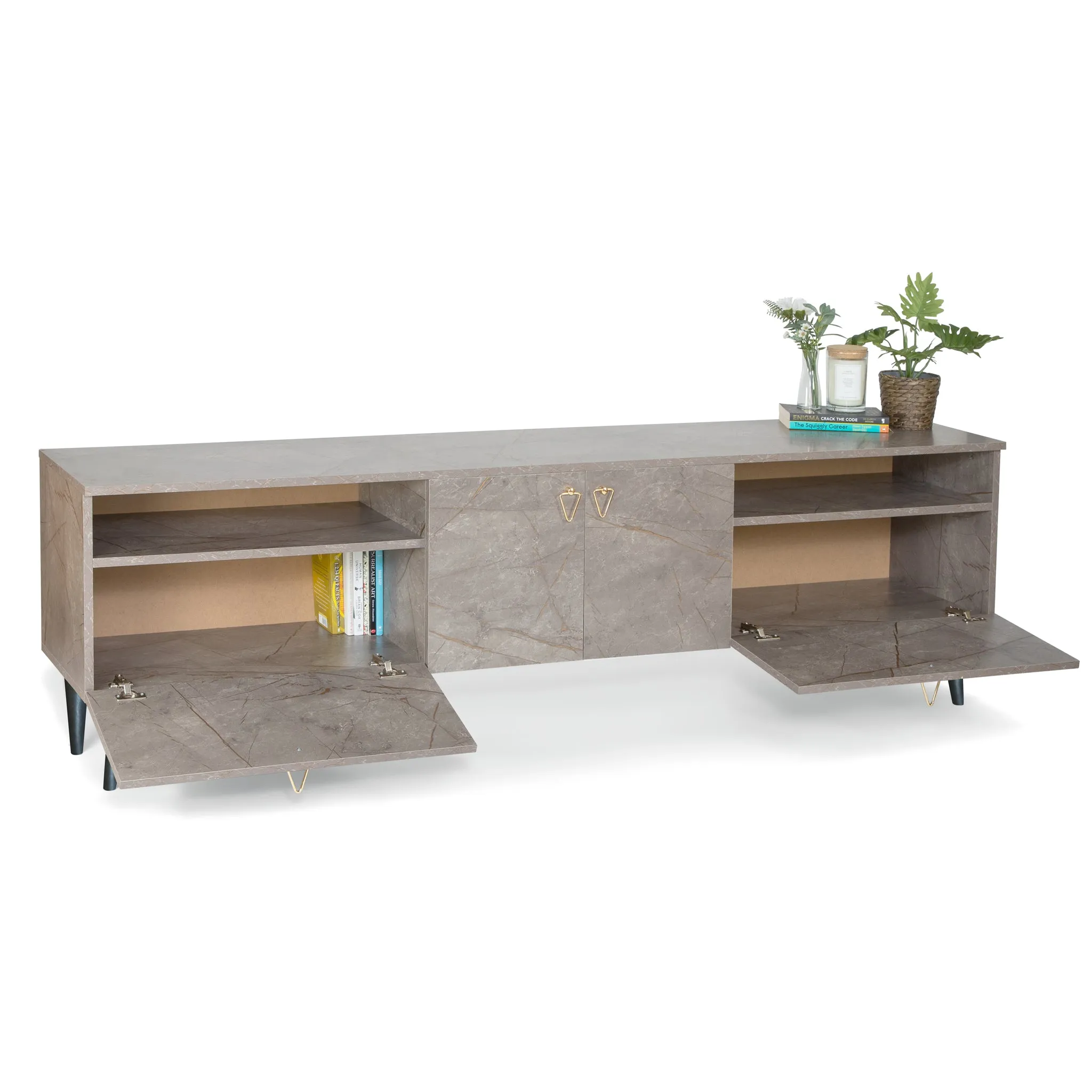 Pamukkale TV Unit - Grey Marble Effect