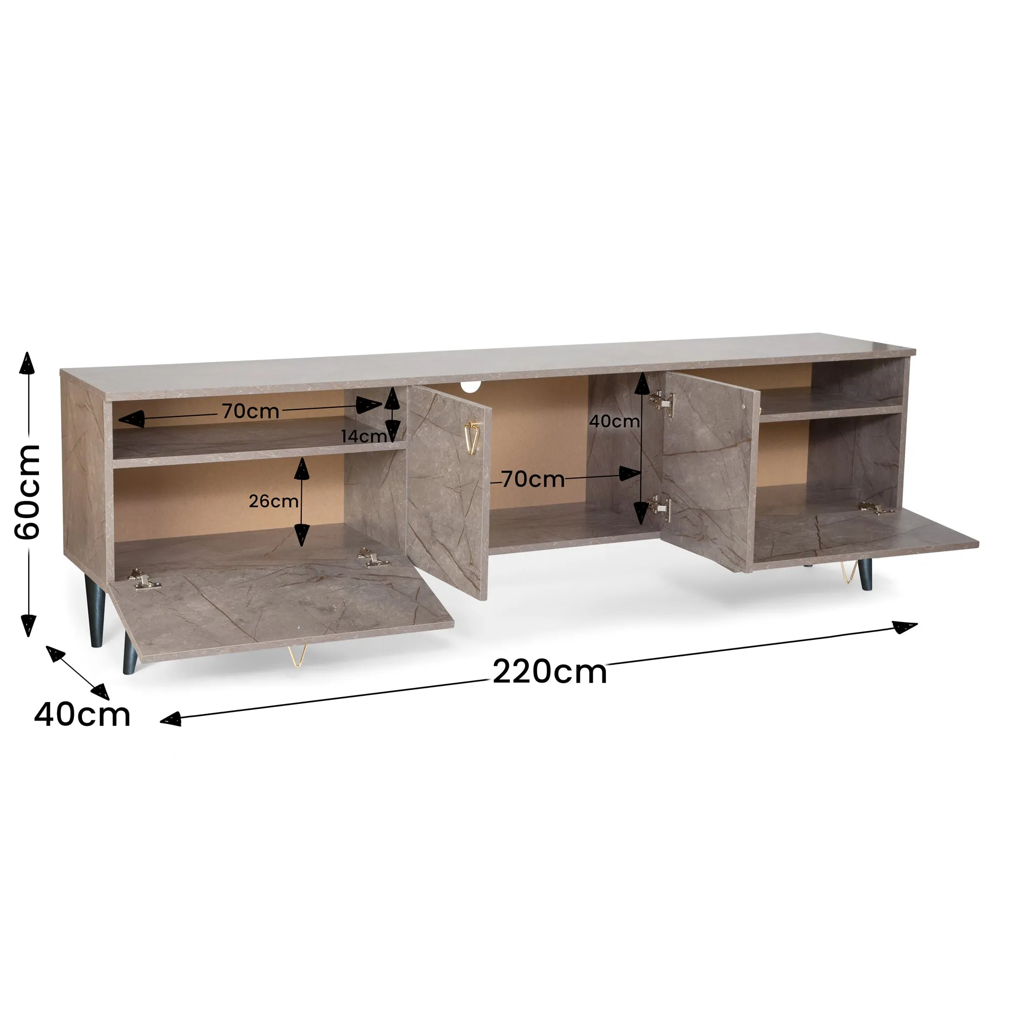 Pamukkale TV Unit - Grey Marble Effect