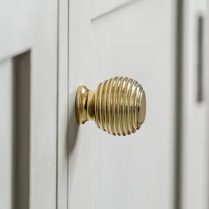 Polished Brass Queen Anne Beehive Cabinet Knob