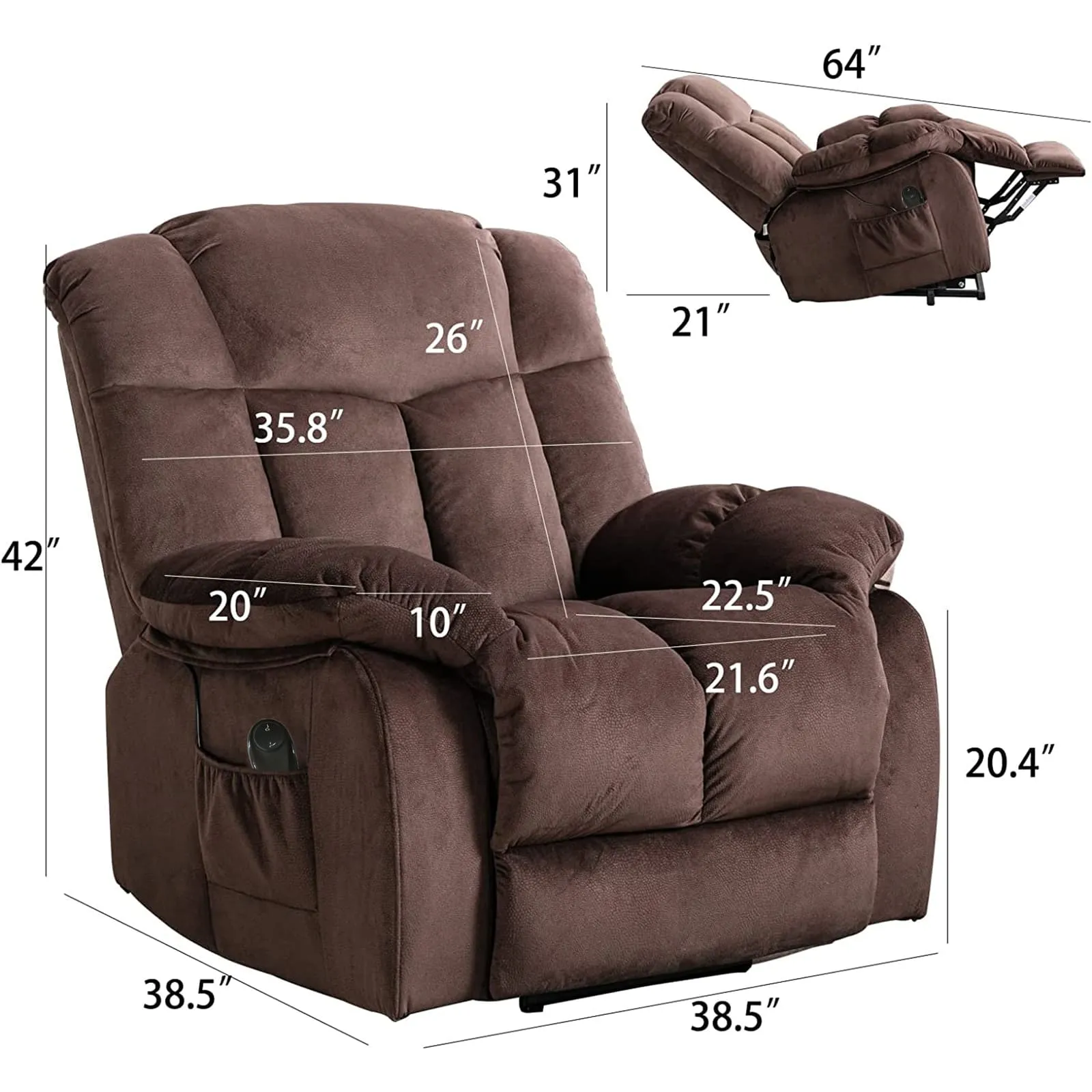 Power Lift Recliner Chair for Elderly- Heavy Duty and Safety Motion Reclining Mechanism-Fabric Sofa Living Room Chair, Coffee