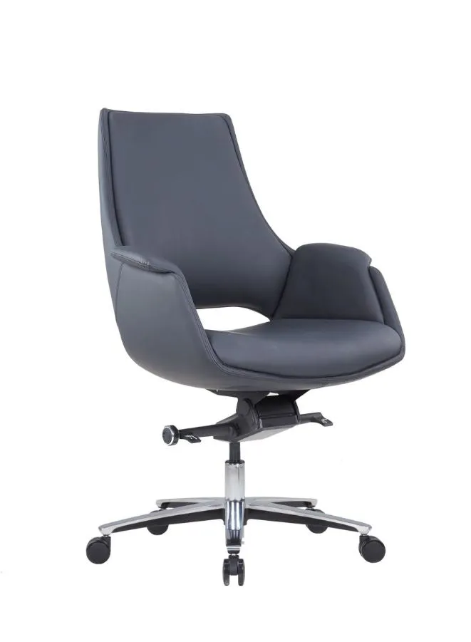 Premium PU Leather Office Chair with Four-Position Tilting Mechanism, Aluminum Base, and 85#4 Black Gaslift