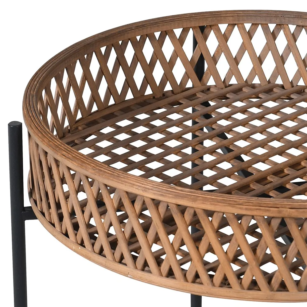 Rattan Round Tray Side Table