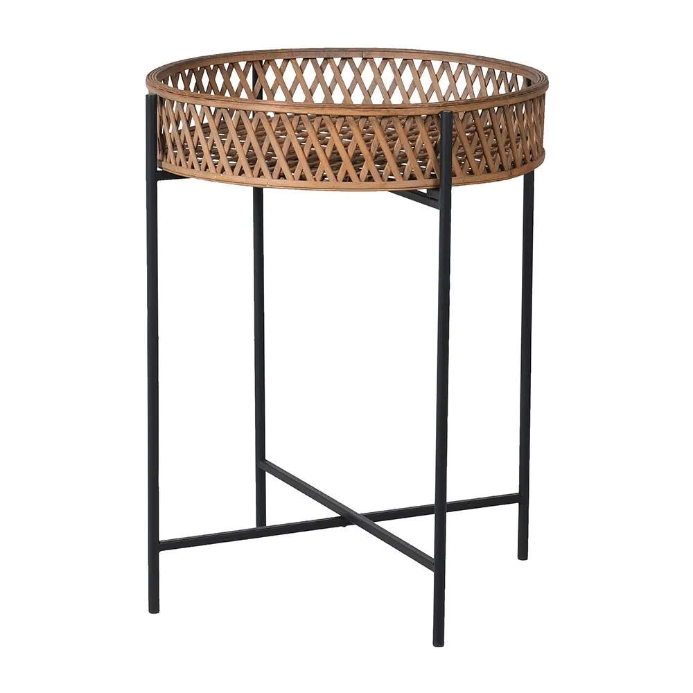 Rattan Round Tray Side Table