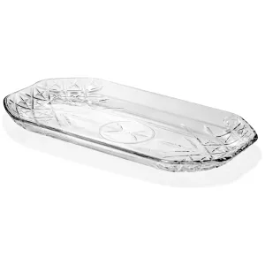 Red Co. 12” x 7” Rectangular Traditional Cut Glass Appetizer Serving Platter, Clear