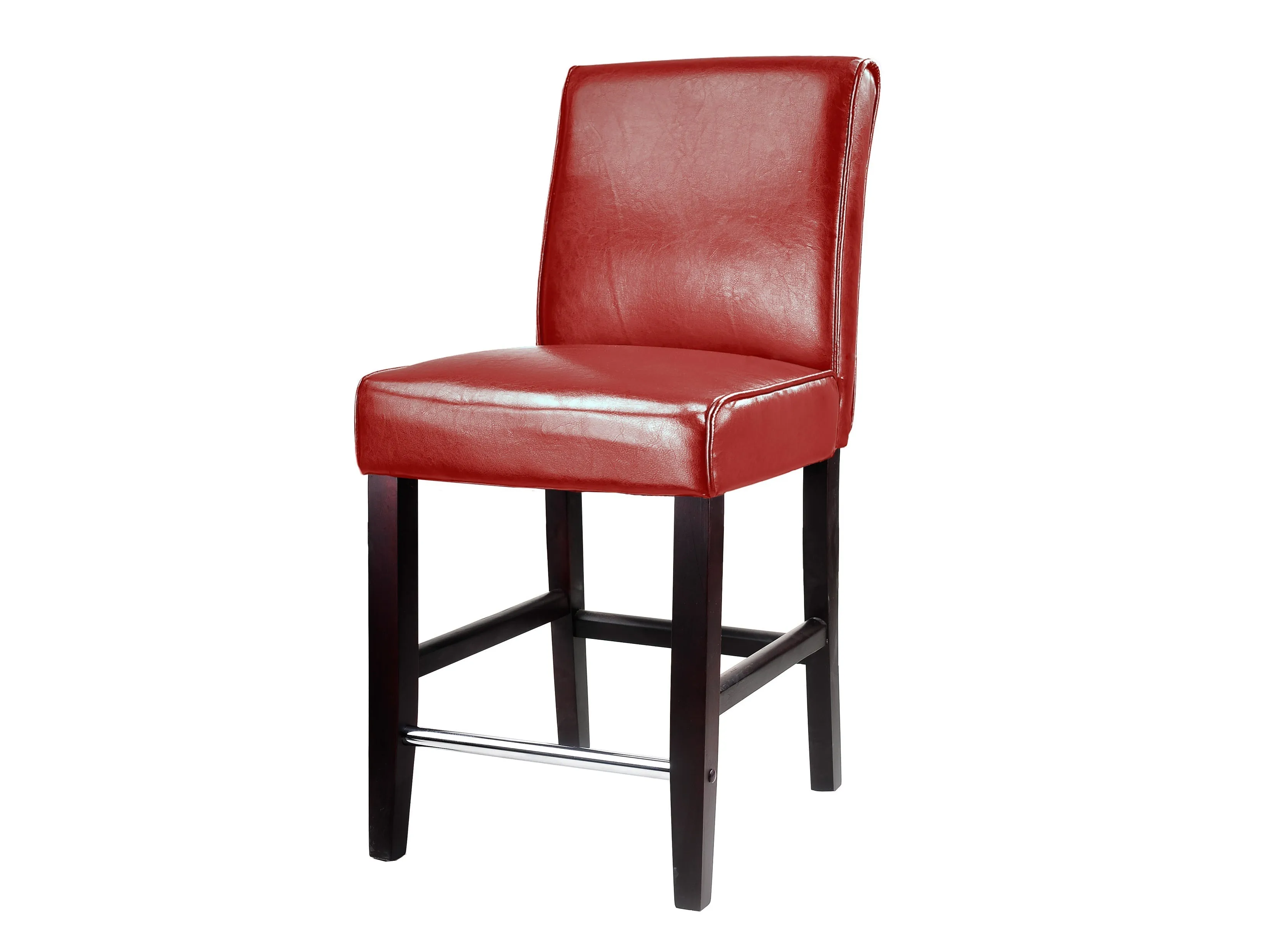 Red Counter Height Wooden Bar Stool