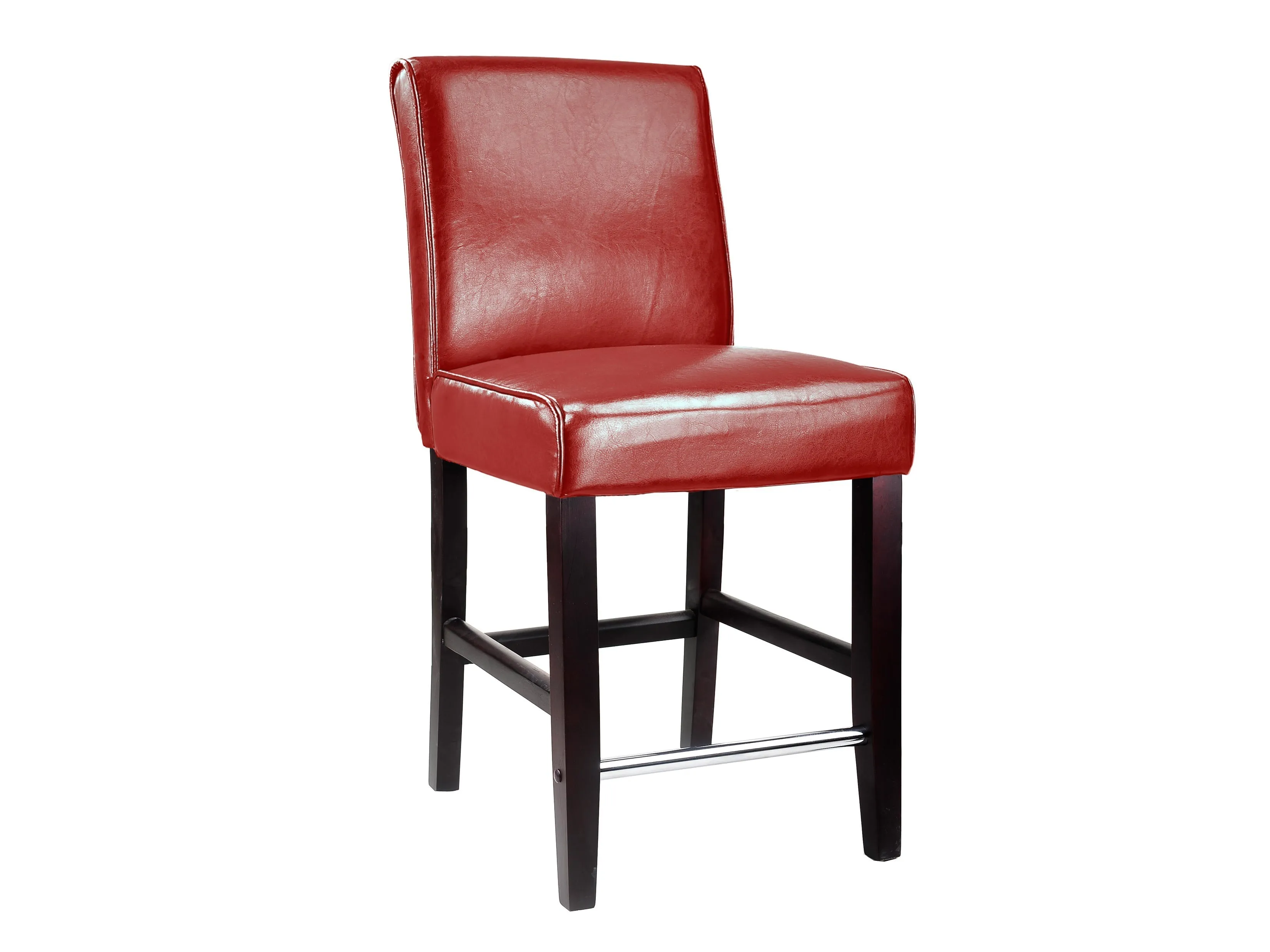 Red Counter Height Wooden Bar Stool