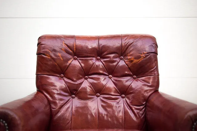 Red Leather Chair & Ottoman