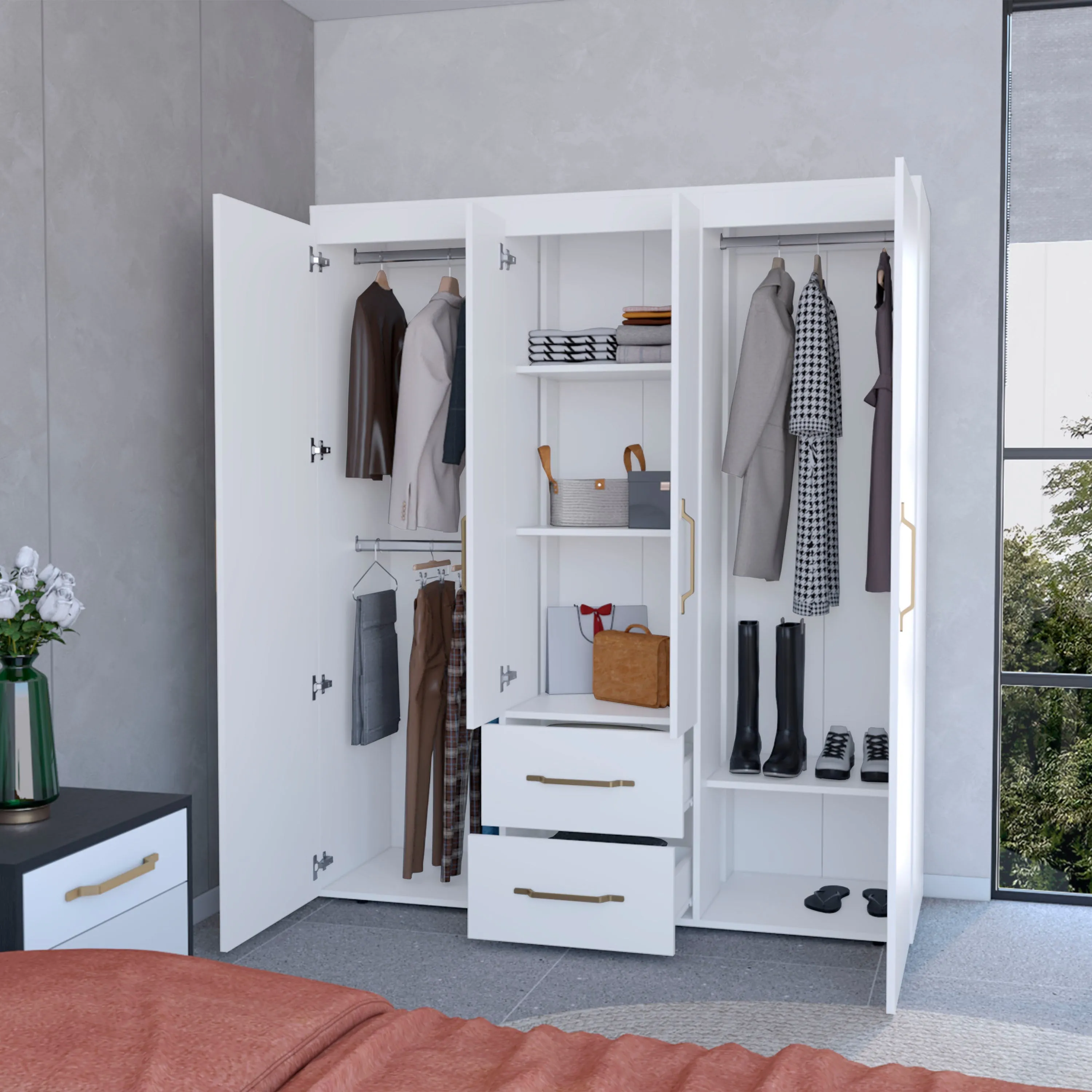 Riley All-In-One 2-Door Armoire White