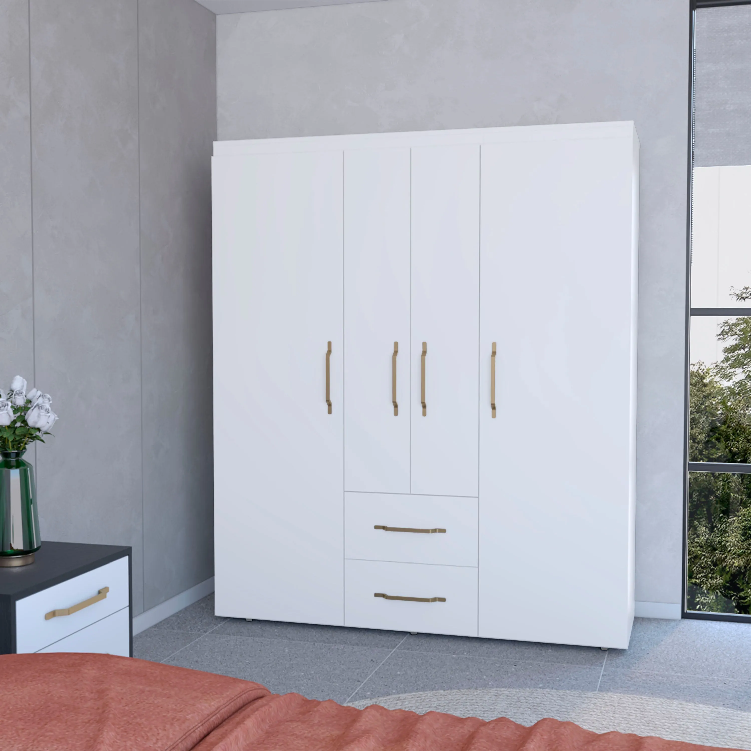 Riley All-In-One 2-Door Armoire White