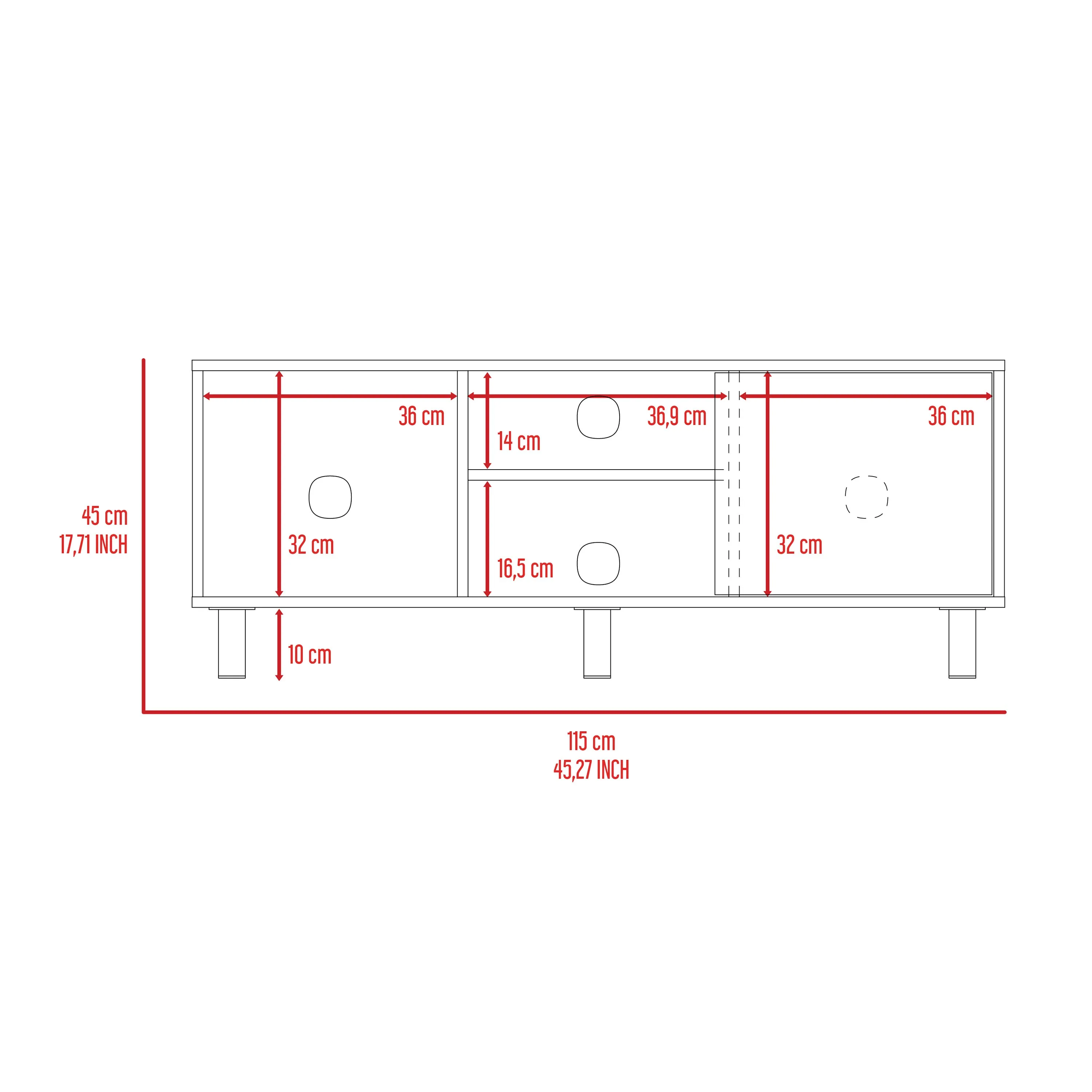 Rome TV Stand For TV´s up 43", Two Open Shelves, One Cabinet, One Big Open Shelf