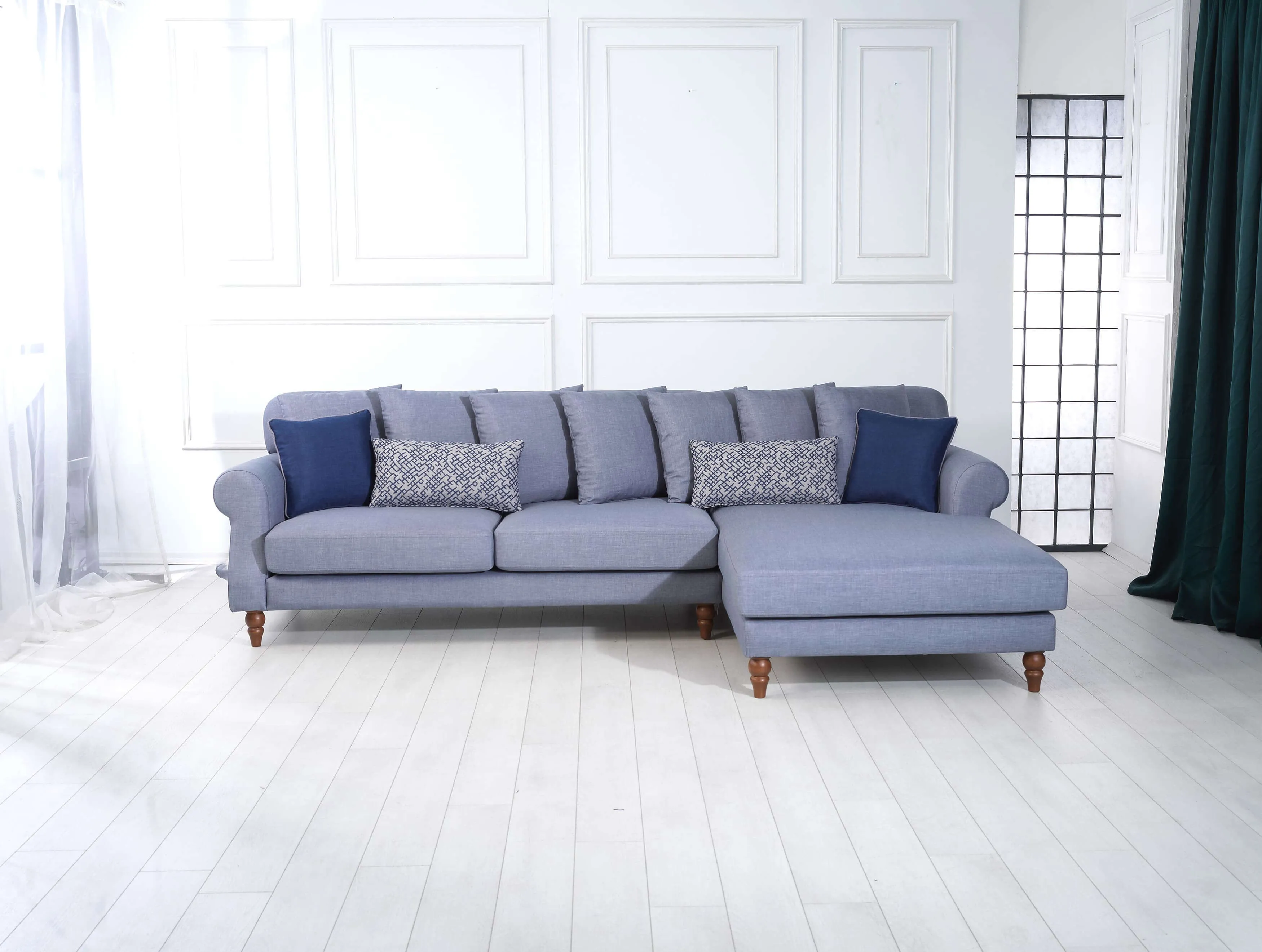 Rubeza Paula 2 Seater/Chaise - Steel Blue