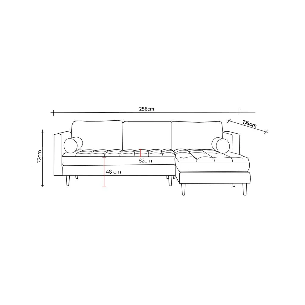 Rubeza Scott 4 Seater Right Hand Facing Chaise End Corner Sofa - Indigo Blue