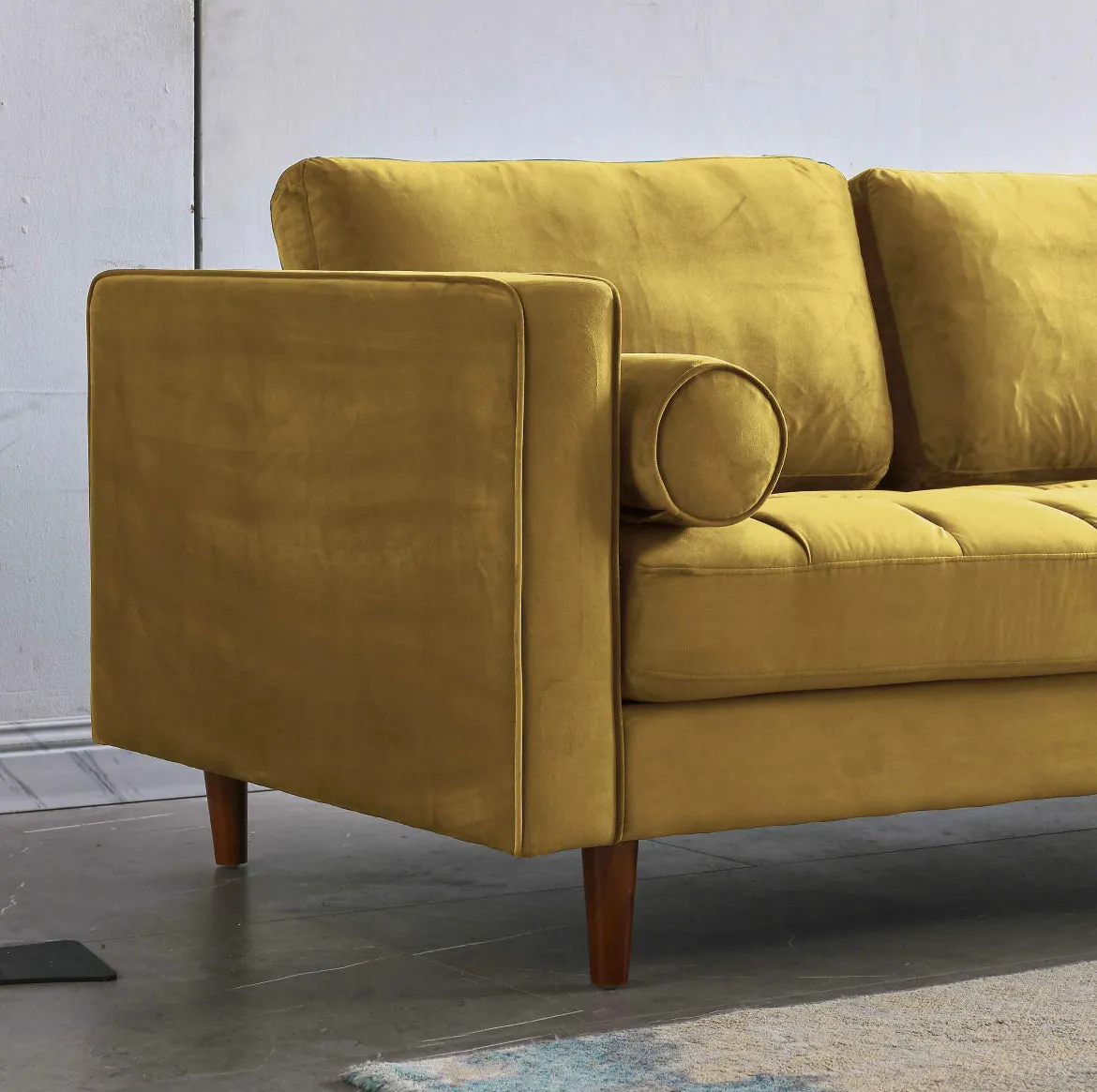 Rubeza Scott 4 Seater Right Hand Facing Chaise End Corner Sofa - Posh Gold