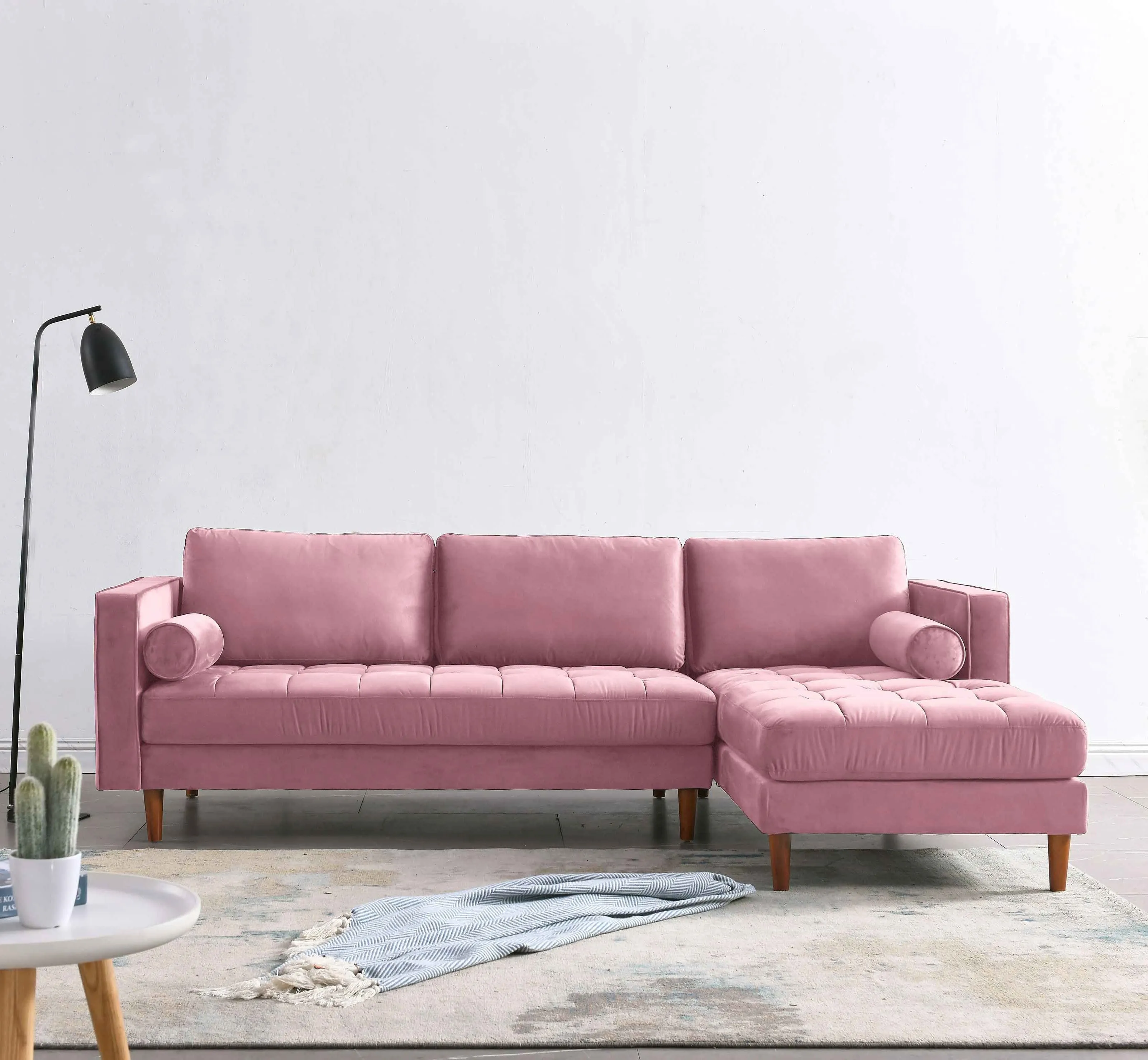 Rubeza Scott 4 Seater Right Hand Facing Chaise End Corner Sofa  - Taffy Pink