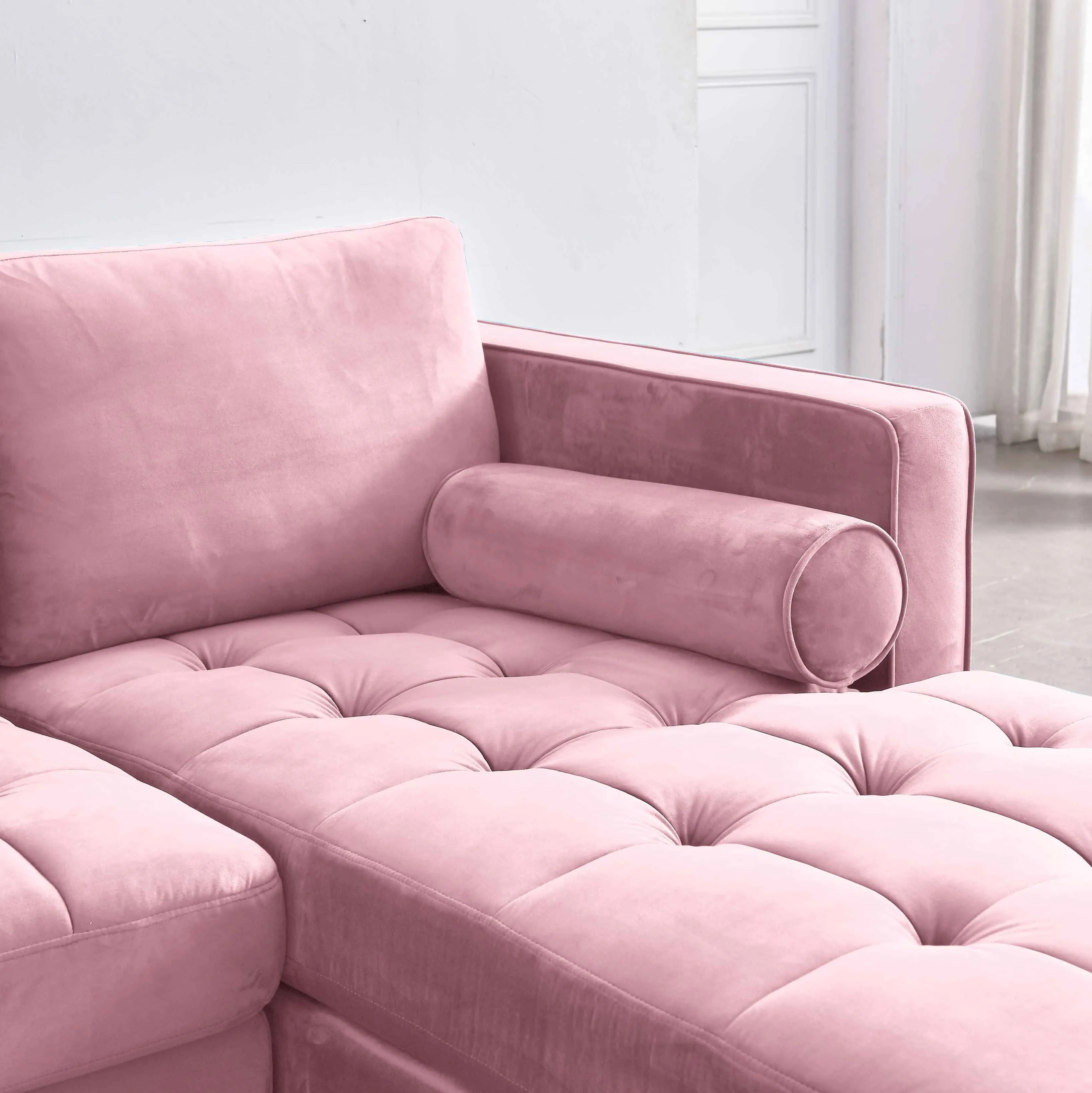 Rubeza Scott 4 Seater Right Hand Facing Chaise End Corner Sofa  - Taffy Pink