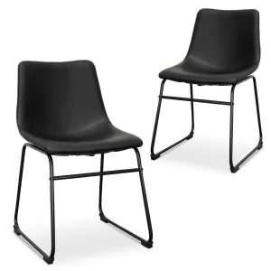 Set of 2 - Darcy Dining Chair - Black PU