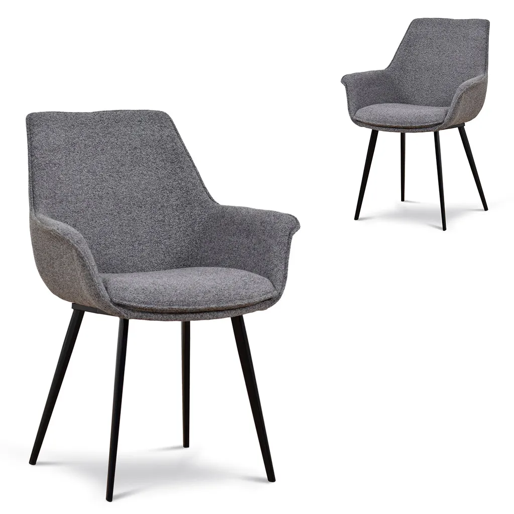 Set of 2 - Nola Fabric Dining Chair - Spec Charcoal