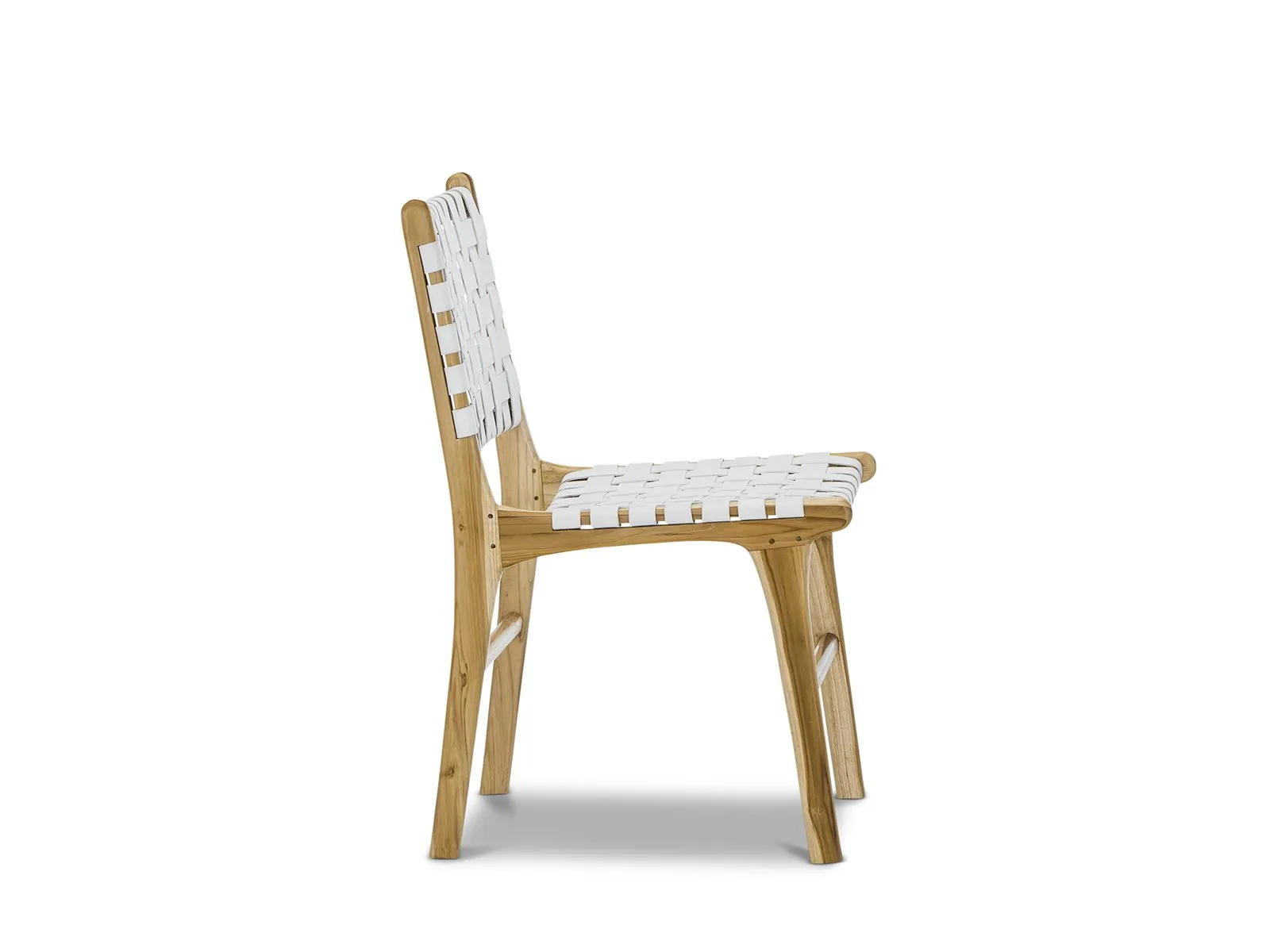 Set of 2 - Xander Leather Teak Dining Chair - White