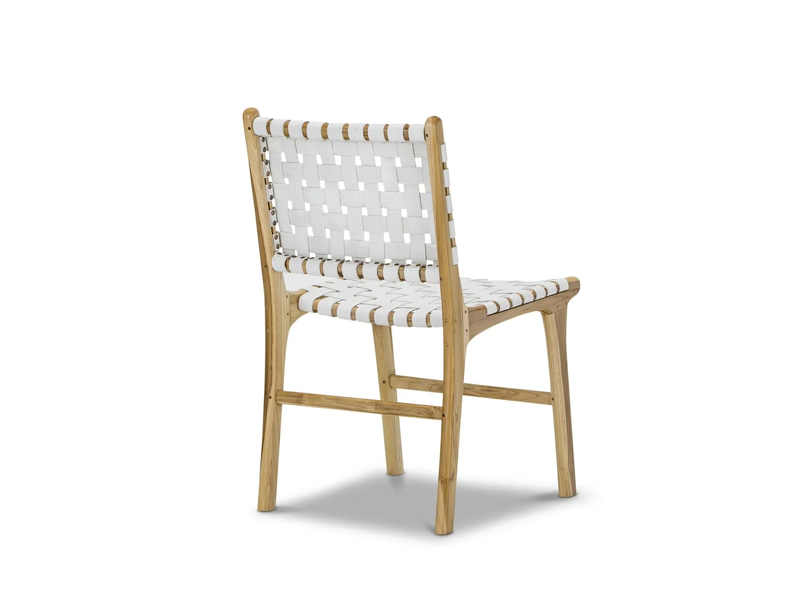 Set of 2 - Xander Leather Teak Dining Chair - White