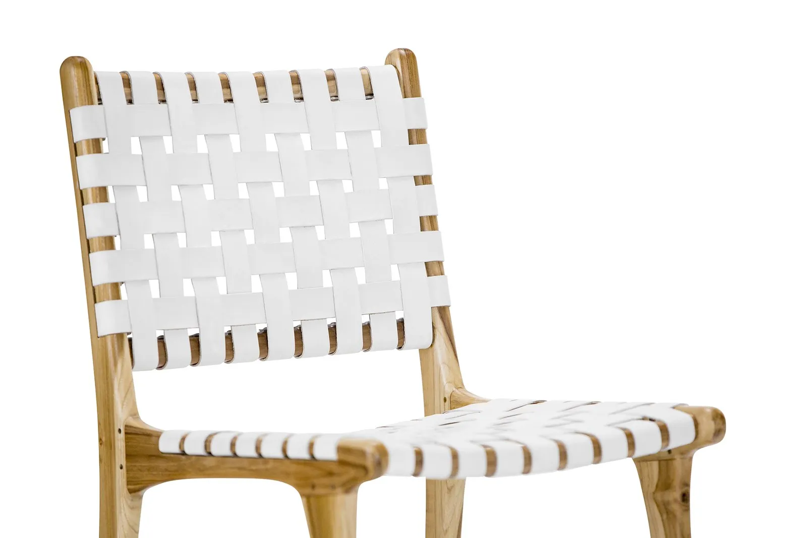 Set of 2 - Xander Leather Teak Dining Chair - White