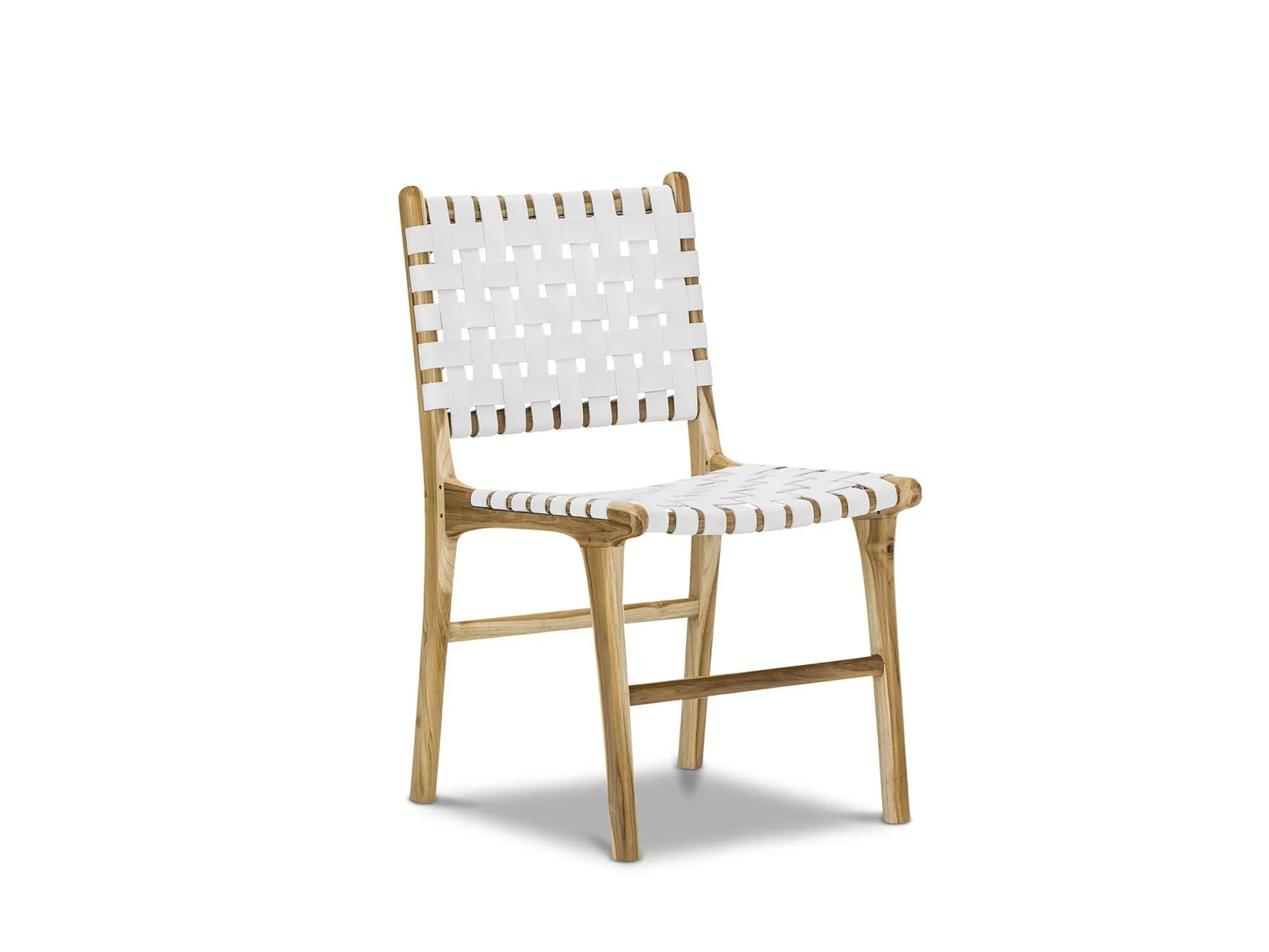 Set of 2 - Xander Leather Teak Dining Chair - White