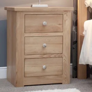 Torino Solid Oak 3 Drawer bedside