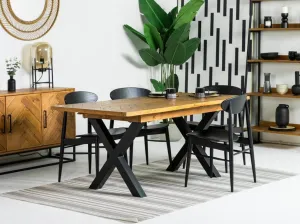 Tulsa Cross Leg Extendable Dining Table (140cm - 180cm) & Gabo Dining Chairs