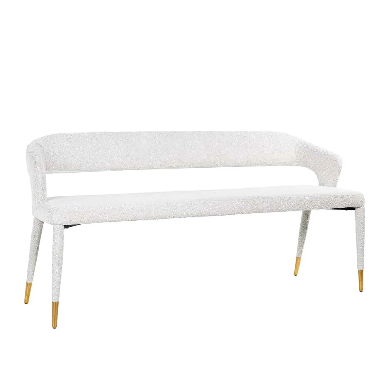 TURIN bouclé bench white