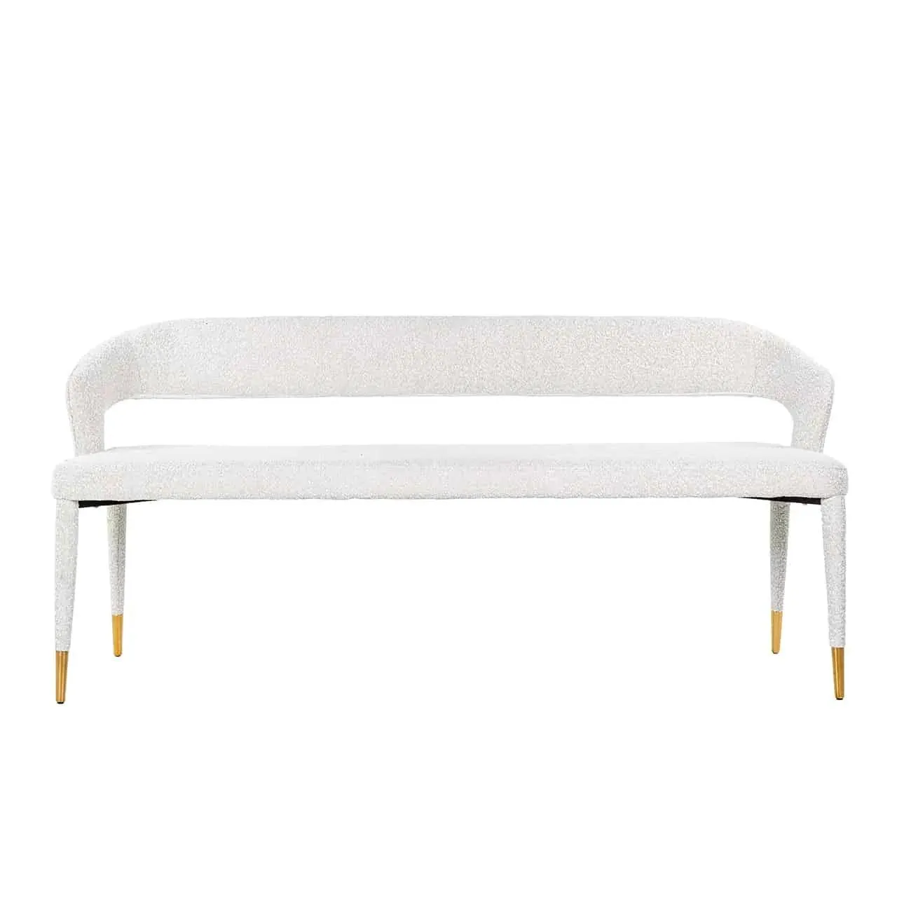 TURIN bouclé bench white