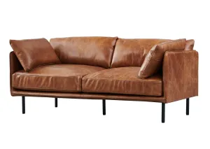 Venezia Industrial Modern Love Seat - Light Brown Leather