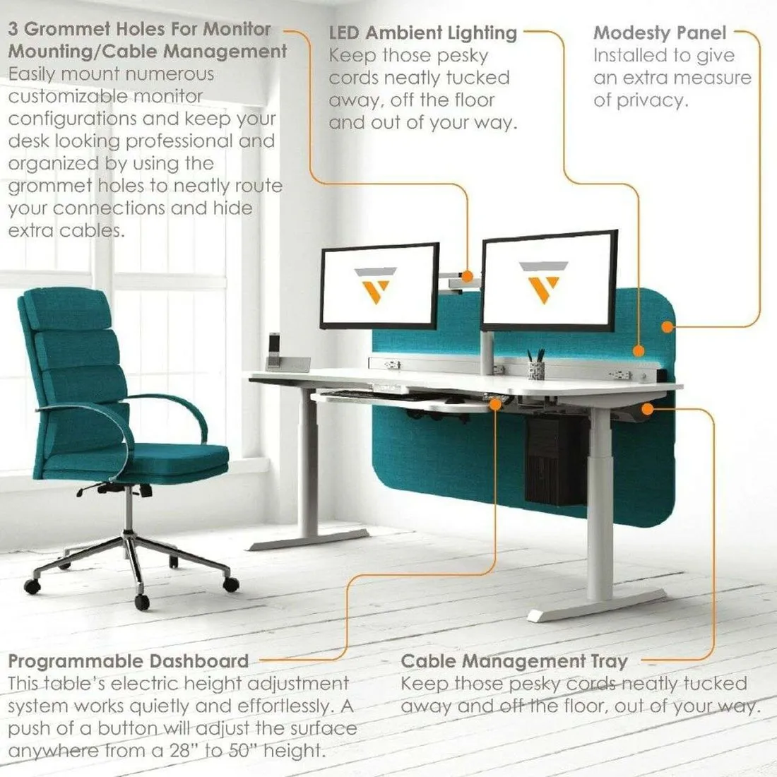 VersaDesk PowerLift Standing Benching System, PLSBS