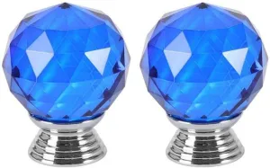 Vila 2002 Drawer knob Crystal Glass Cupboard Pull Handle Zinc Alloy Door Knob Drawer Handles Furniture Pulls Hardware Blue 1-pec