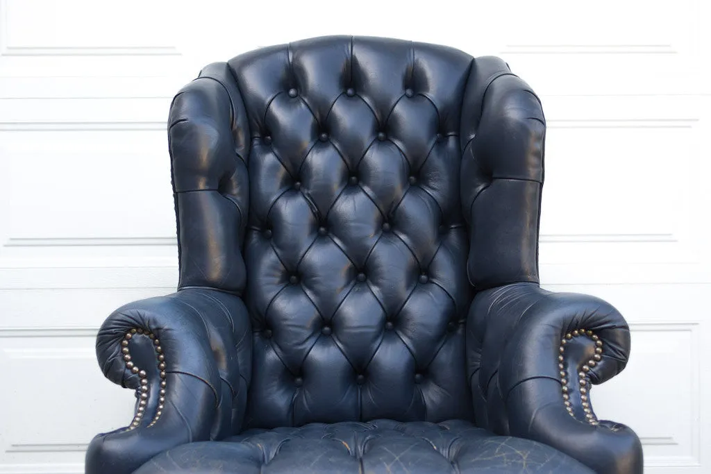 Vintage Navy Tufted Wingback