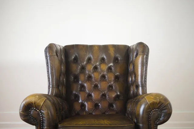 Vintage Tufted Leather Wingback