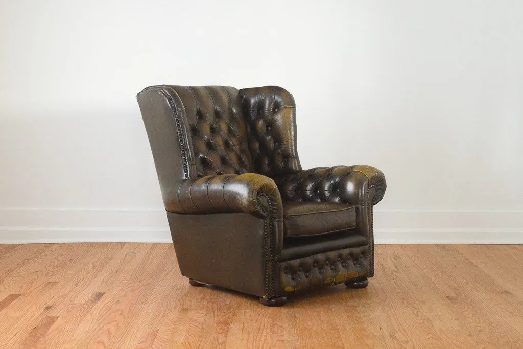 Vintage Tufted Leather Wingback