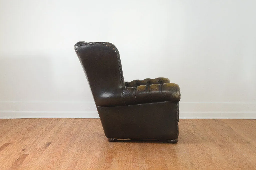 Vintage Tufted Leather Wingback