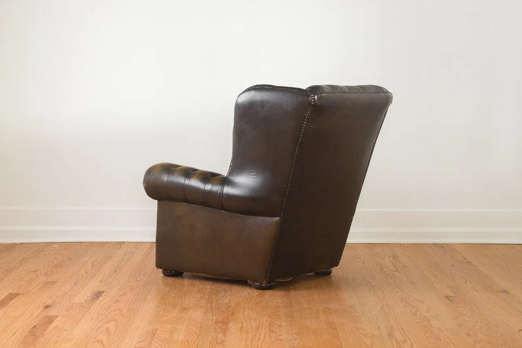 Vintage Tufted Leather Wingback