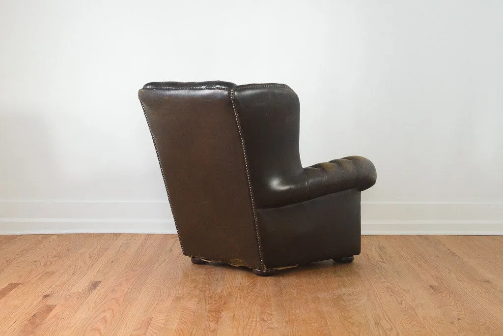 Vintage Tufted Leather Wingback