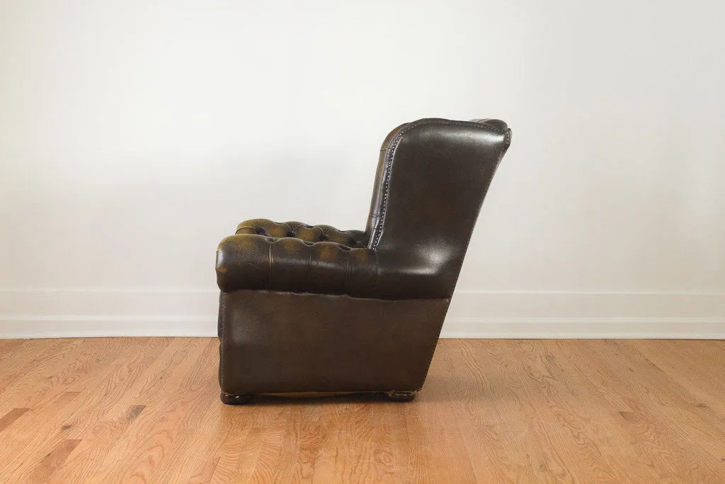 Vintage Tufted Leather Wingback