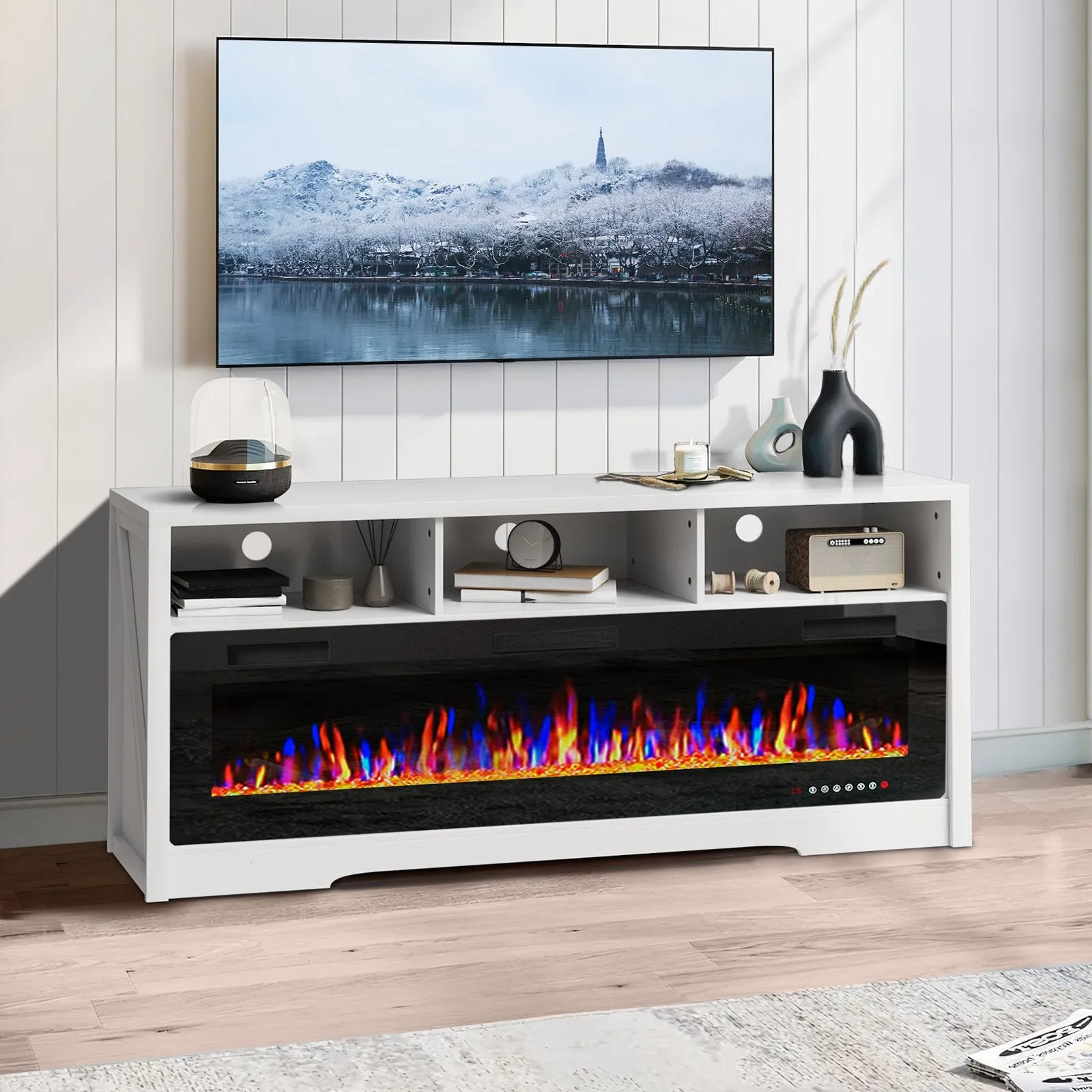 Vitesse 65 inches Fireplace TV Stand for TVs Up to 75" TV with 60" Electric Fireplace