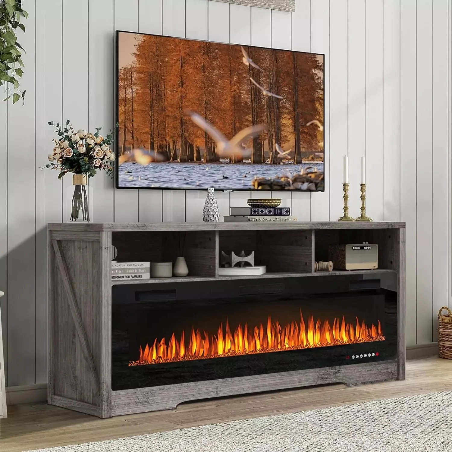 Vitesse 65 inches Fireplace TV Stand for TVs Up to 75" TV with 60" Electric Fireplace