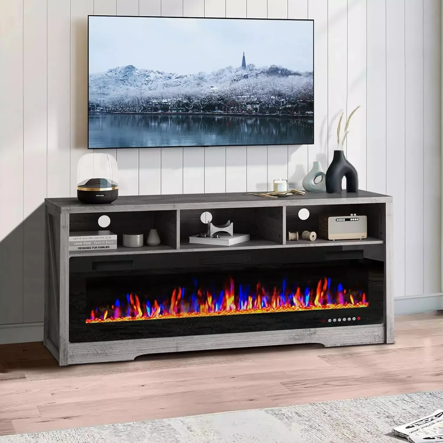 Vitesse 65 inches Fireplace TV Stand for TVs Up to 75" TV with 60" Electric Fireplace