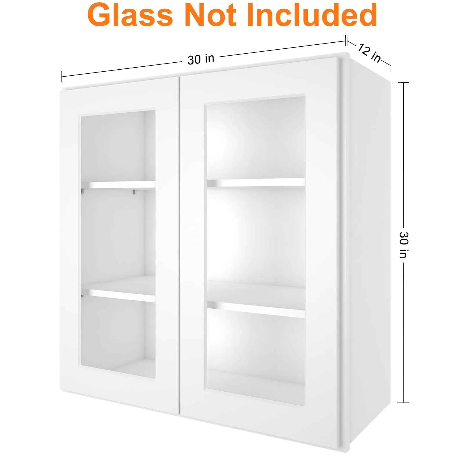 Wall Mounted Frameless Glass Door Cabinets Shaker White