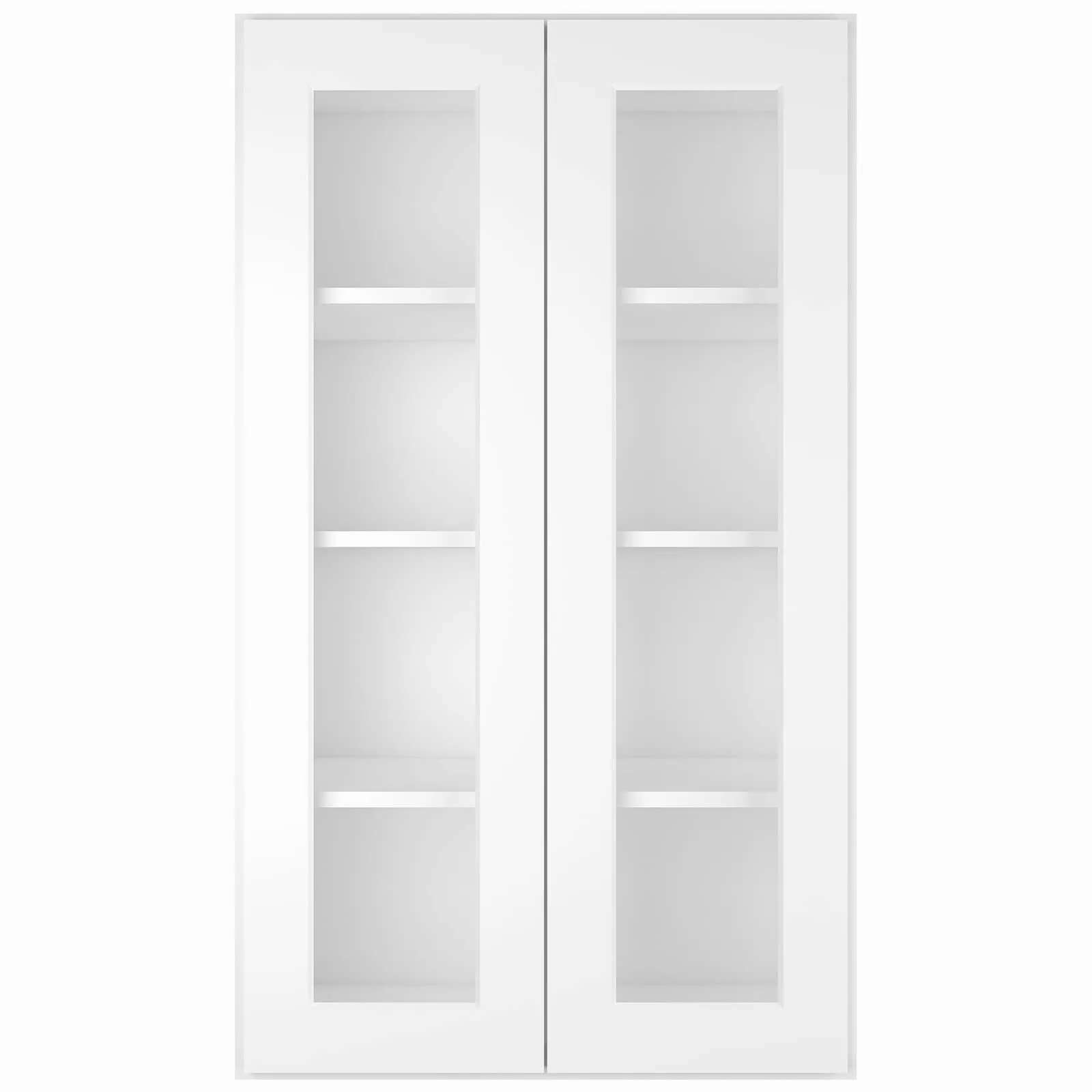 Wall Mounted Frameless Glass Door Cabinets Shaker White