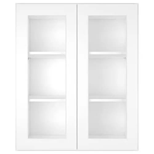 Wall Mounted Frameless Glass Door Cabinets Shaker White