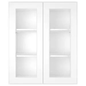 Wall Mounted Frameless Glass Door Cabinets Shaker White