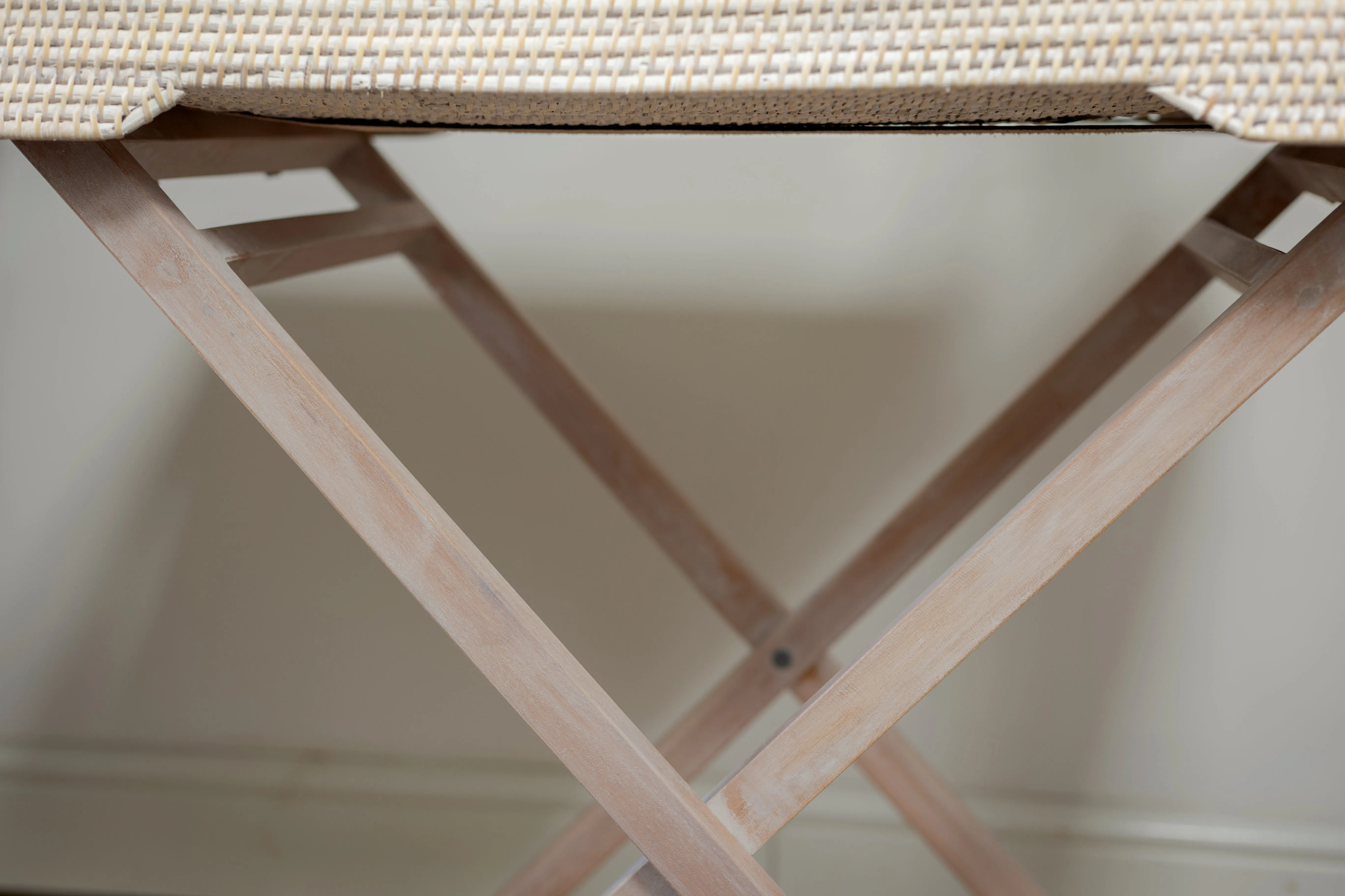 White Wash Rattan Butlers Tray Side Table