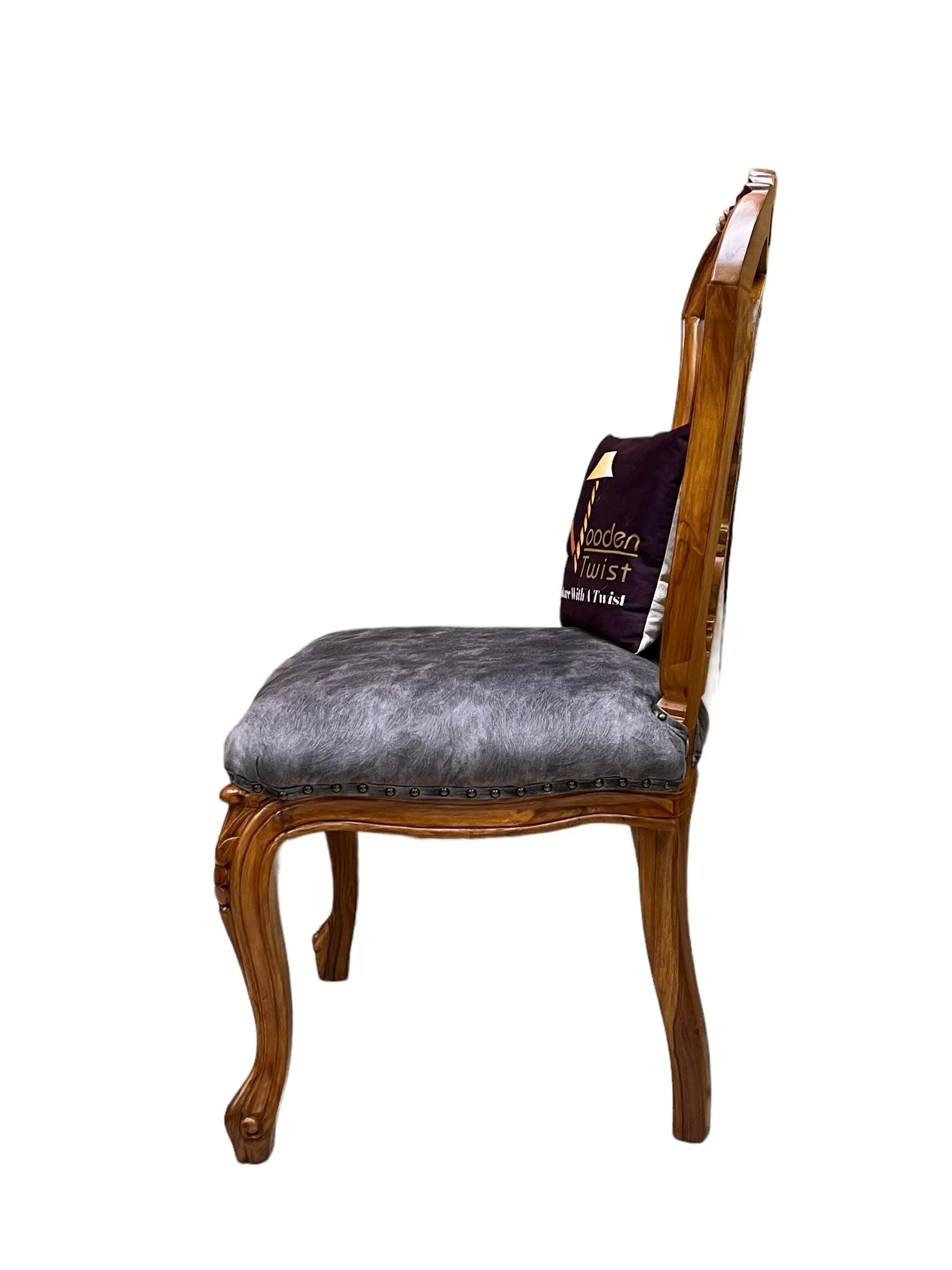 Wooden Twist Bartelso DesignerBack Hand Carved Teak Wood Dining Chair